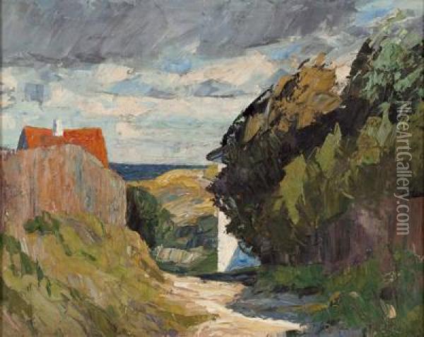 Haus In Kustenlandschaft Oil Painting - Arthur Nielsen