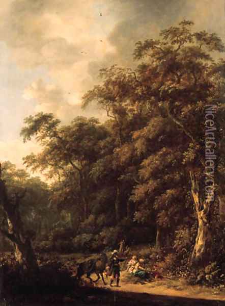 Erminia and the shepherds in a wooded landscape Oil Painting - Roelof van Vries