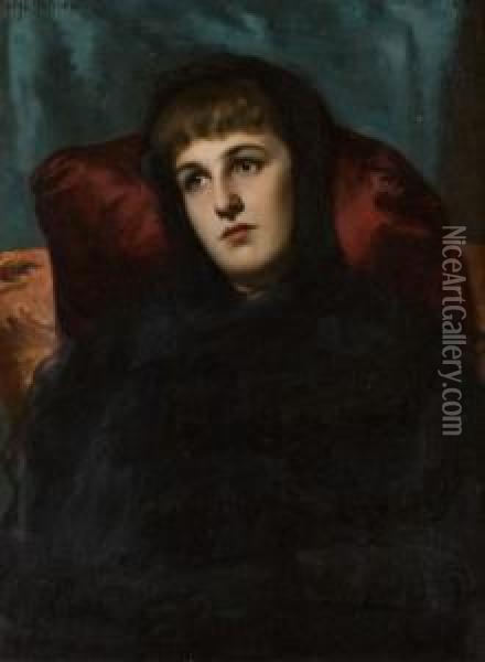 Halbportrait Einer Dame In Schwarz Oil Painting - Georges Mosson