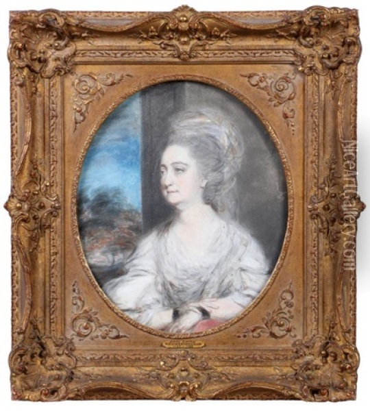 A Study For The Portrait Of Lady Derby Oil Painting - Thomas Gainsborough