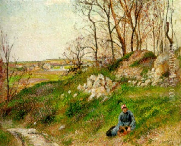 Les Carriers Du Chou, Pontoise Oil Painting - Camille Pissarro