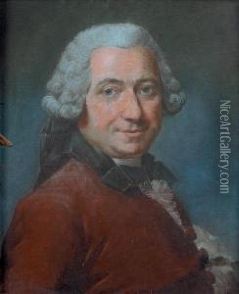 Portrait D'homme A La Veste Rouge Oil Painting - Jean Valade