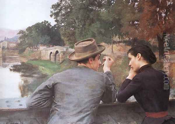 Les Amoureux (Soir d'automne) (The Lovers (Autumn Evening)) Oil Painting - Emile Friant