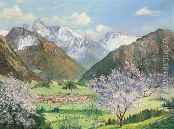 Obersdorf Im Fruhling Oil Painting - Walter Thamm