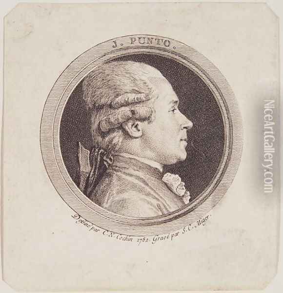 Portrait of Giovanni Punto (1746-1803), 1782 Oil Painting - Cochin, Charles Nicolas II