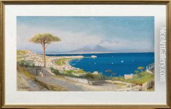 Panorama-ansicht Desgolfs Von Neapel Mit Dem Vesuv Oil Painting - Antonio Coppola