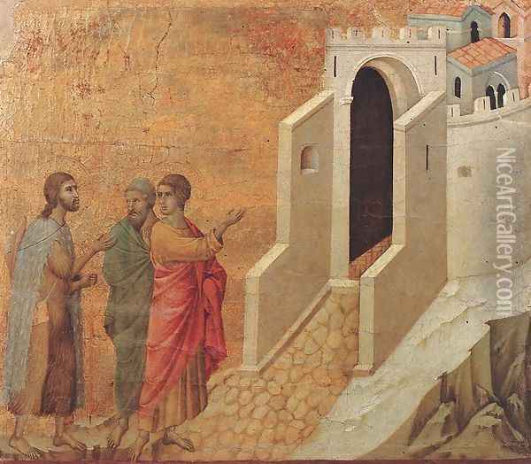 Road to Emmaus 1308-11 Oil Painting - Duccio Di Buoninsegna