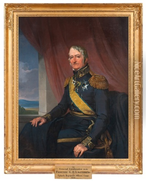 Portrait Of Generallojtnant Gustaf Olof Lagerbring (1769-1847) Oil Painting - Johan Gustav Sandberg