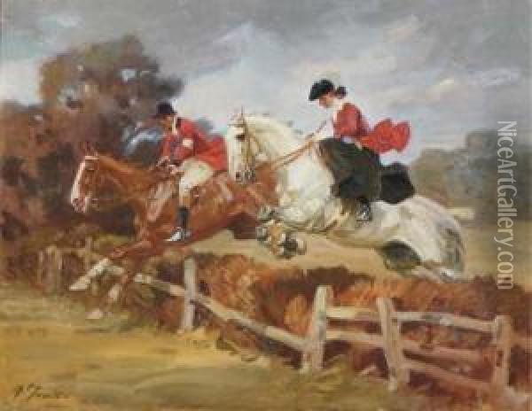 Jumping The Fence Oil Painting - Angelo Jank