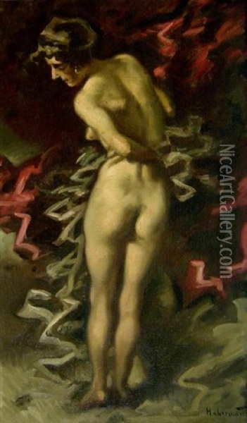 Weiblicher Ruckenakt Oil Painting - Hugo von Habermann the Elder