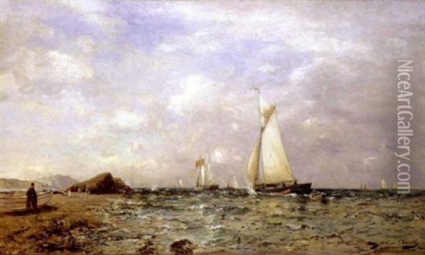 On Narragansett Bay Oil Painting - Arthur Quartley
