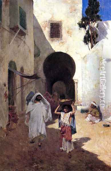 Street Scene, Tangiers Oil Painting - Willard Leroy Metcalf