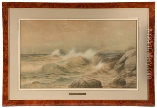 Maine Coastal Scene With Whitecaps Oil Painting - Edmund Darch Lewis