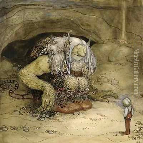 The Troll and the Boy Oil Painting - John Bauer