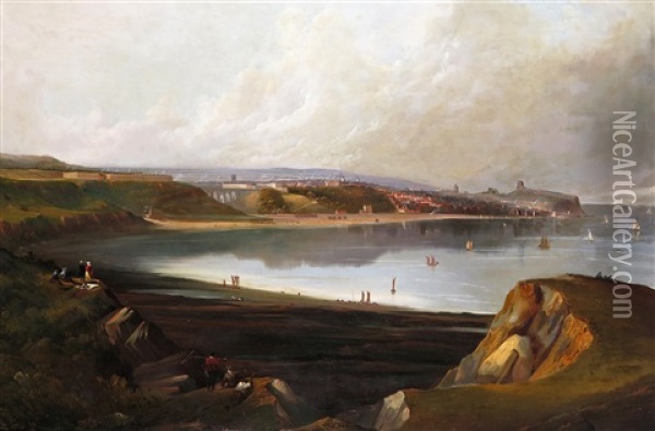 A Panoramic View Of Scarborough Oil Painting - William Collingwood Smith