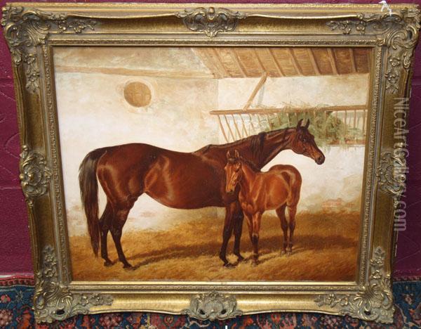 Beeswing And Foal Oil Painting - John Frederick Herring Snr