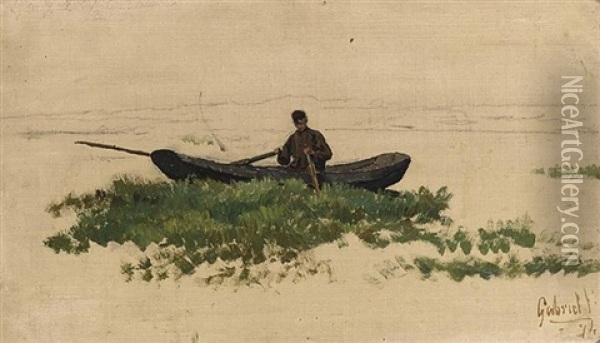 A Man In A Rowing Boat Oil Painting - Paul Joseph Constantin Gabriel