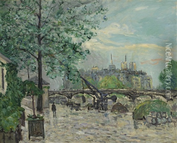 Le Port Du Louvre Apres L'orage Oil Painting - Maxime Maufra