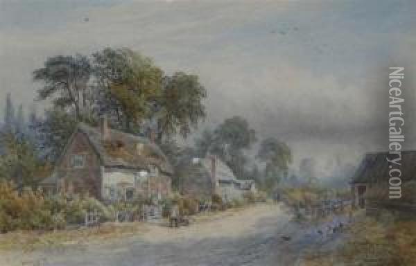 Thatched Cottages Oil Painting - William Wilde