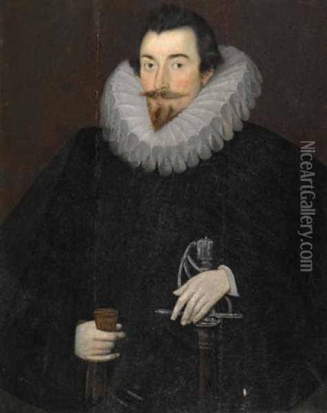 Portrait Of Sir John Harrington (1561-1612) Oil Painting - Hieronymus Custodis
