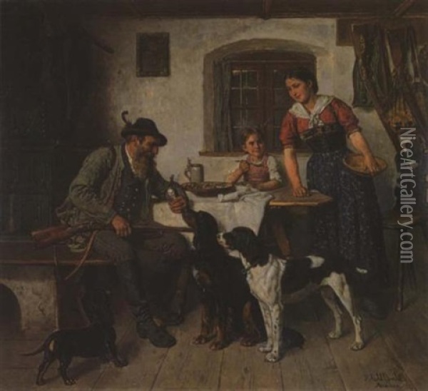 Vor Der Jagd Oil Painting - Adolf Eberle