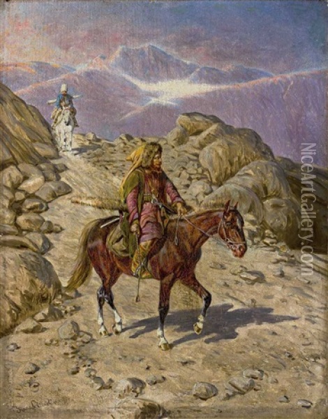 Zwei Berittene Kosaken Im Kaukasus Oil Painting - Franz Quaglio