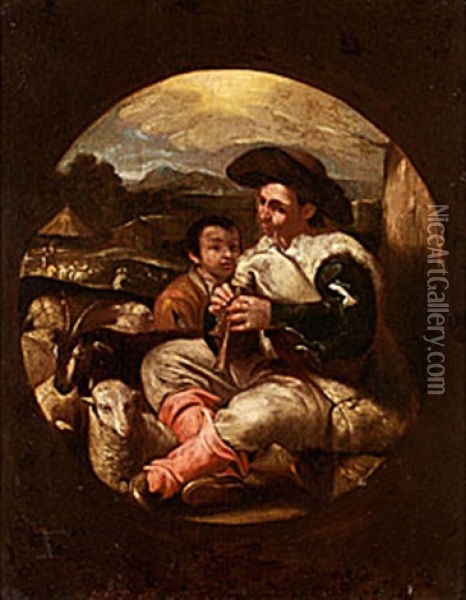 Faraherde Med Sackpipa Oil Painting - Francisco Herrera The Elder