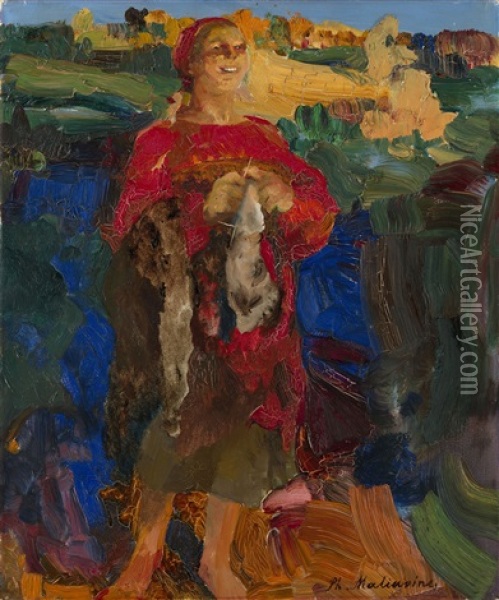 Peasant Woman Oil Painting - Filip Malyavin