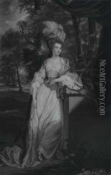The Duchess Of Rutlandmezzotint Oil Painting - Samuel Cousins