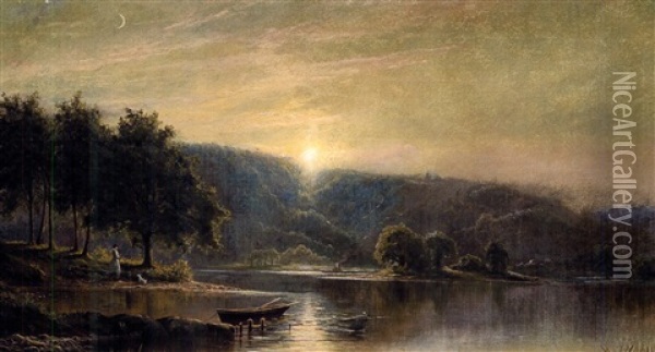 Her Evening Walk Oil Painting - Edmund Darch Lewis