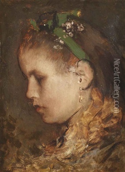 Meisjeskopje (portrait Of A Girl) Oil Painting - Jacob Henricus Maris