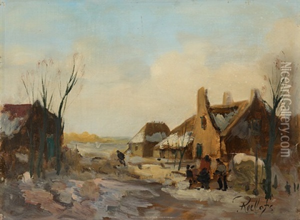 Winterliche Dorflandschaft Oil Painting - Willem Roelofs
