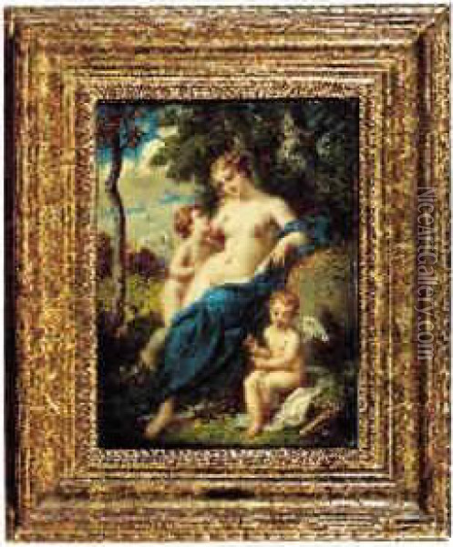 Venus Accompagnee De Deux Amours Oil Painting - Alexandre Marie Longuet