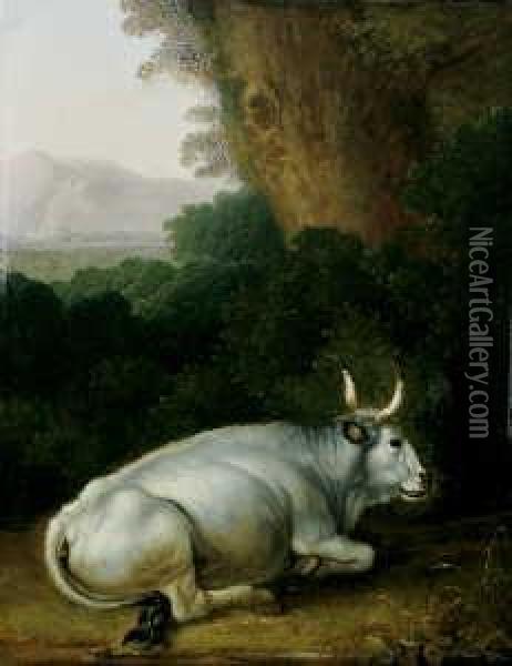 Zwei Bilder Mit Kuhen In Der Landschaft. Oil Painting - Jacob Philipp Hackert