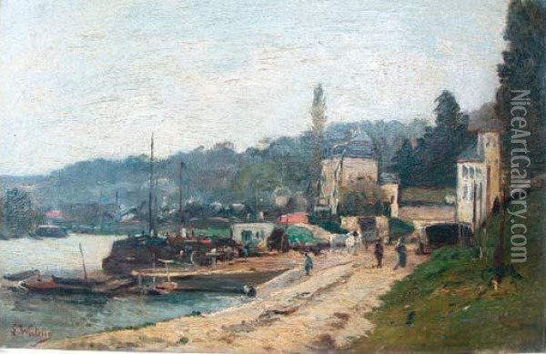 Le Port De Sevres Oil Painting - Louis-Francois-V. Watelin