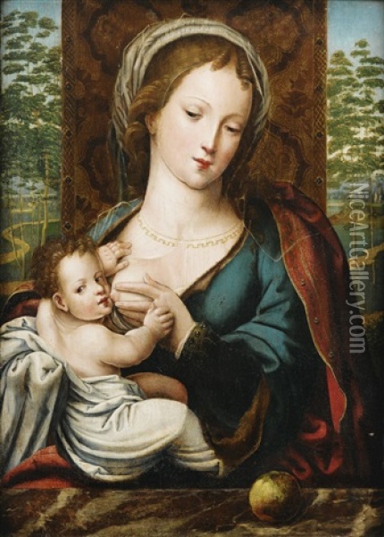 Madonna With Child Oil Painting - Pieter Coecke van Aelst the Elder