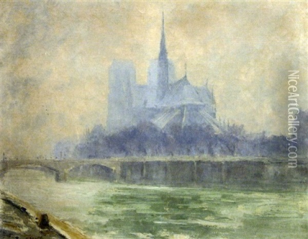 Notre-dame De Paris Oil Painting - Rene Hanin