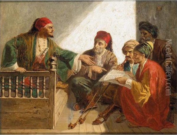 News Of The Capture Of Constantinople Oil Painting - Julius Josephus Gaspard Starck