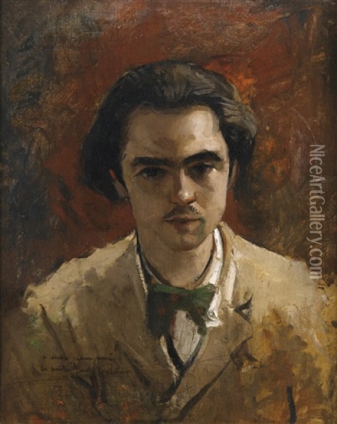 Portrait De Paul Verlaine A L'age De Vingt-trois Ans Oil Painting - Frederic Bazille