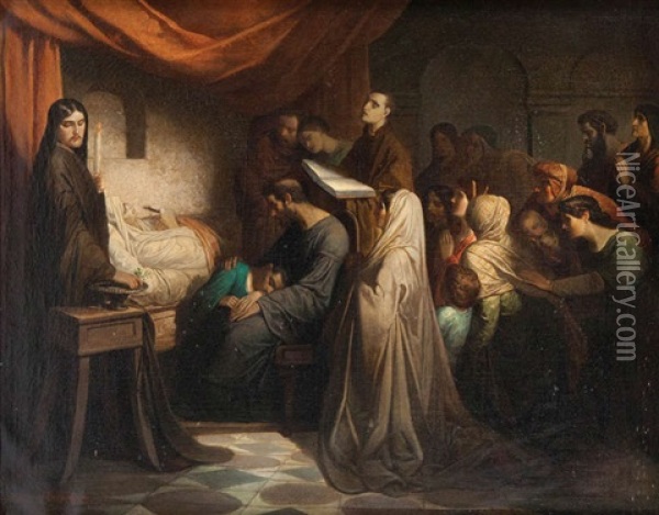 Le Mort De Marie Oil Painting - Charles de Groux