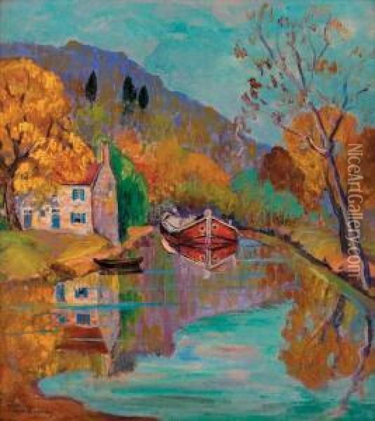 The Old Canal Oil Painting - Fern Isabel Coppedge