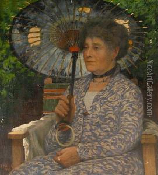 Portrait Of The Artist's Sister Oil Painting - Frederick Dudley Walenn