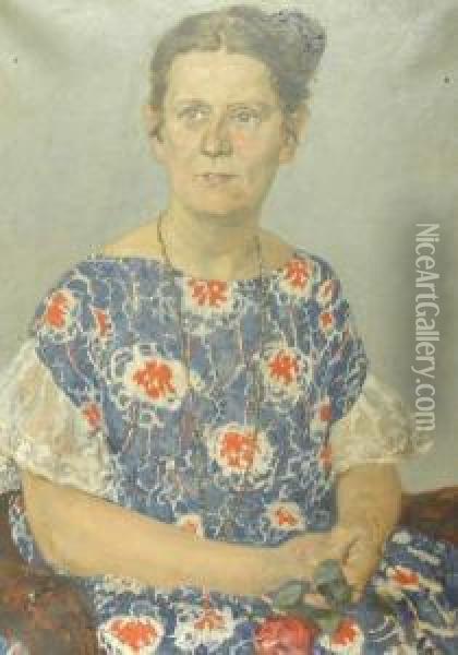 'portrat Frau Hoffmannwiesbaden'' Oil Painting - Bernhard Pankok