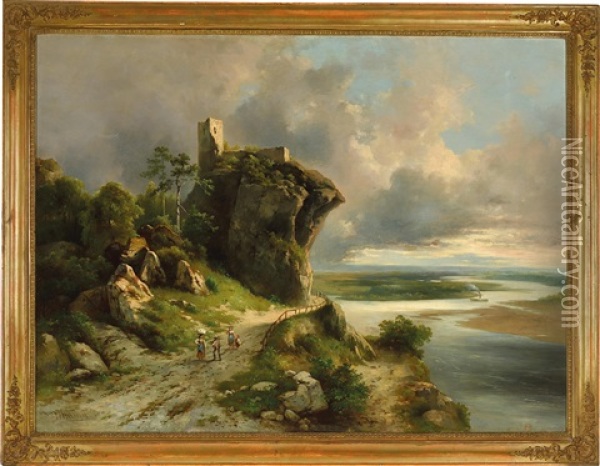Greifenstein An Der Donau Oil Painting - Josef Mahorcig