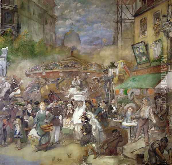 Decorative panel depicting Paris, Salon de la Commission du Personnel Oil Painting - Adolphe Willette
