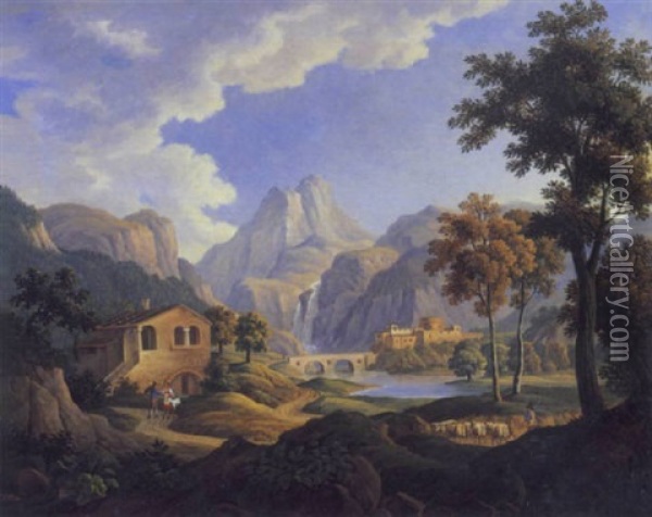 Sudtiroler Landschaft Oil Painting - Carl Urban (Karl) Keller