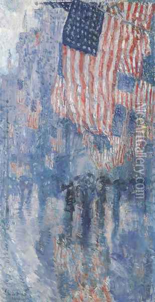 The Avenue In The Rain 1917 Oil Painting - Frederick Childe Hassam