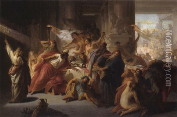 Konig Belsazars Gastmahl (prophet Daniel, Kapitel 5, 25-28) Oil Painting - August Von Heckel