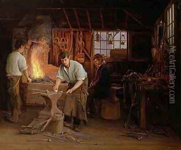 The Blacksmiths Shop Oil Painting - Albert Hayes