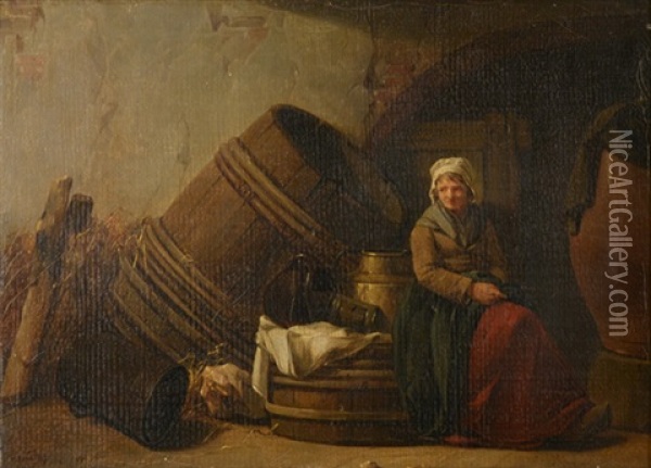 Village Woman In A Cellar Oil Painting - Marc Antoine Bilcoq